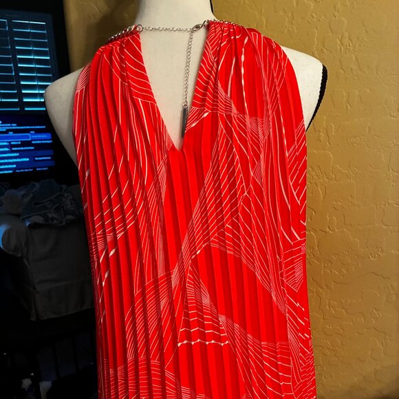 NWT Elie Tahari Chain Neck Pleated Halter Top - Sz Laege - Picture 4 of 10